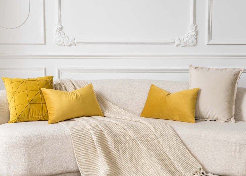 JUSPURBET Throw Pillow Covers Set of 2 Decorative 26x26 Velvet Pillow Covers for Couch Sofa Bed Soft Cushion Covers Cases with Invisible Zipper for Living Room Home Decor,Gold - Image 5
